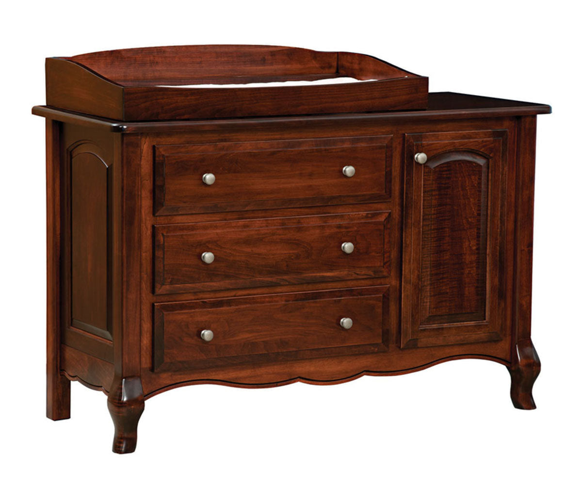 French Country 3 Drawer Dresser with Door and Changing Table